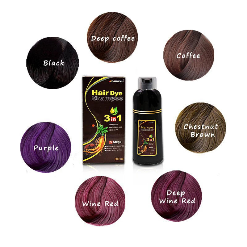 7 Colors 3 In 1 Quick Hair Dye Shampoo Instant Coloring Shampoo Gray White Cover Natural Plant Fast Dye Long Lasting Dye Shampoo