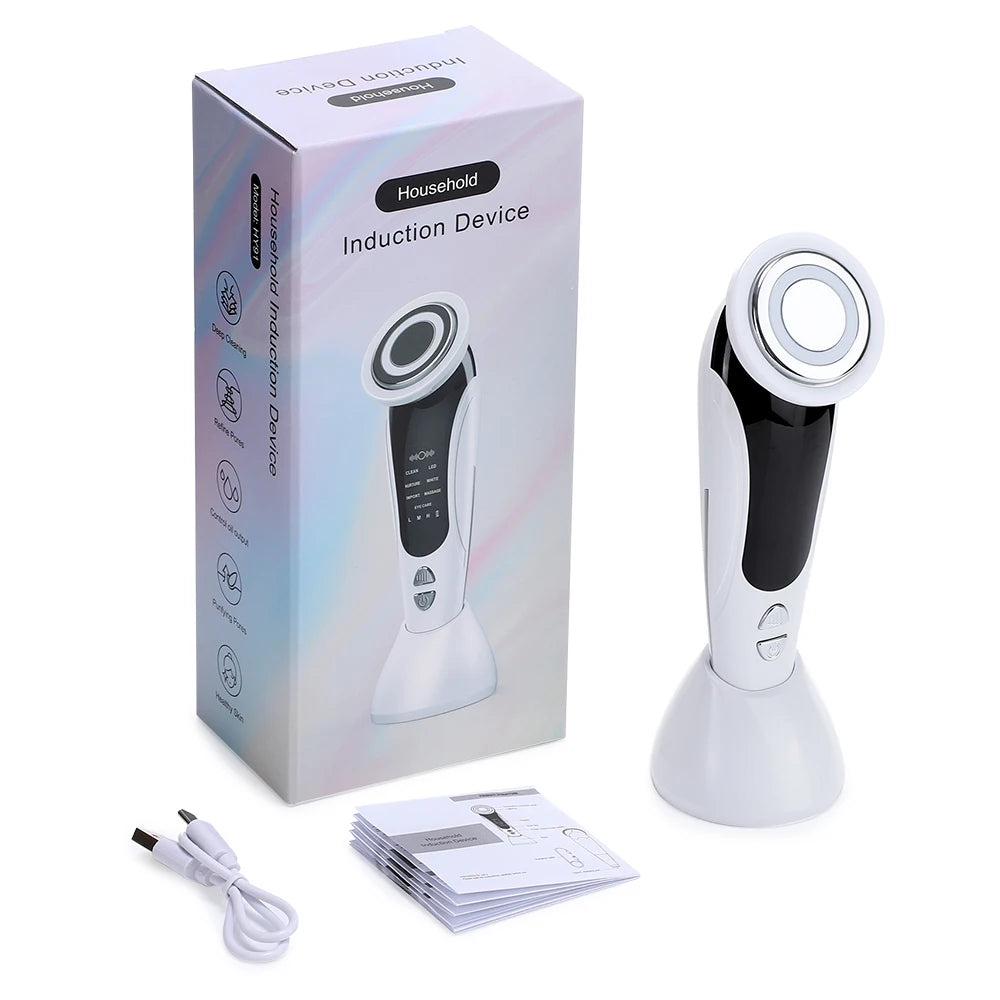 EMS Facial Massager LED Light therapy Sonic Ion Vibration Skin Tightening Face Lifting Anti Wrinkle Beauty Device Skin Care Tool