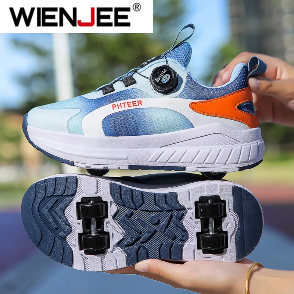 Kids Two Wheels Roller Skating Shoes With Light Magic