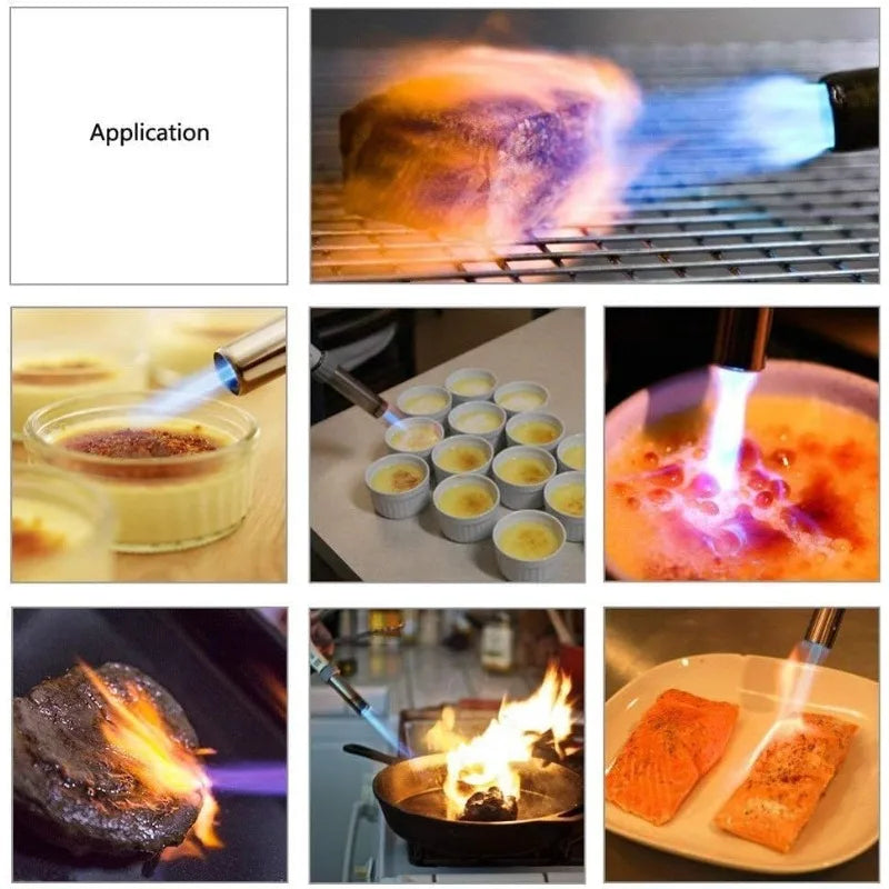 Butane Gas Torch Head for Camping BBQ Baking Welding - Metal Flame Gun Fire Maker Lighter Outdoor Cooking（Gas Not Included）