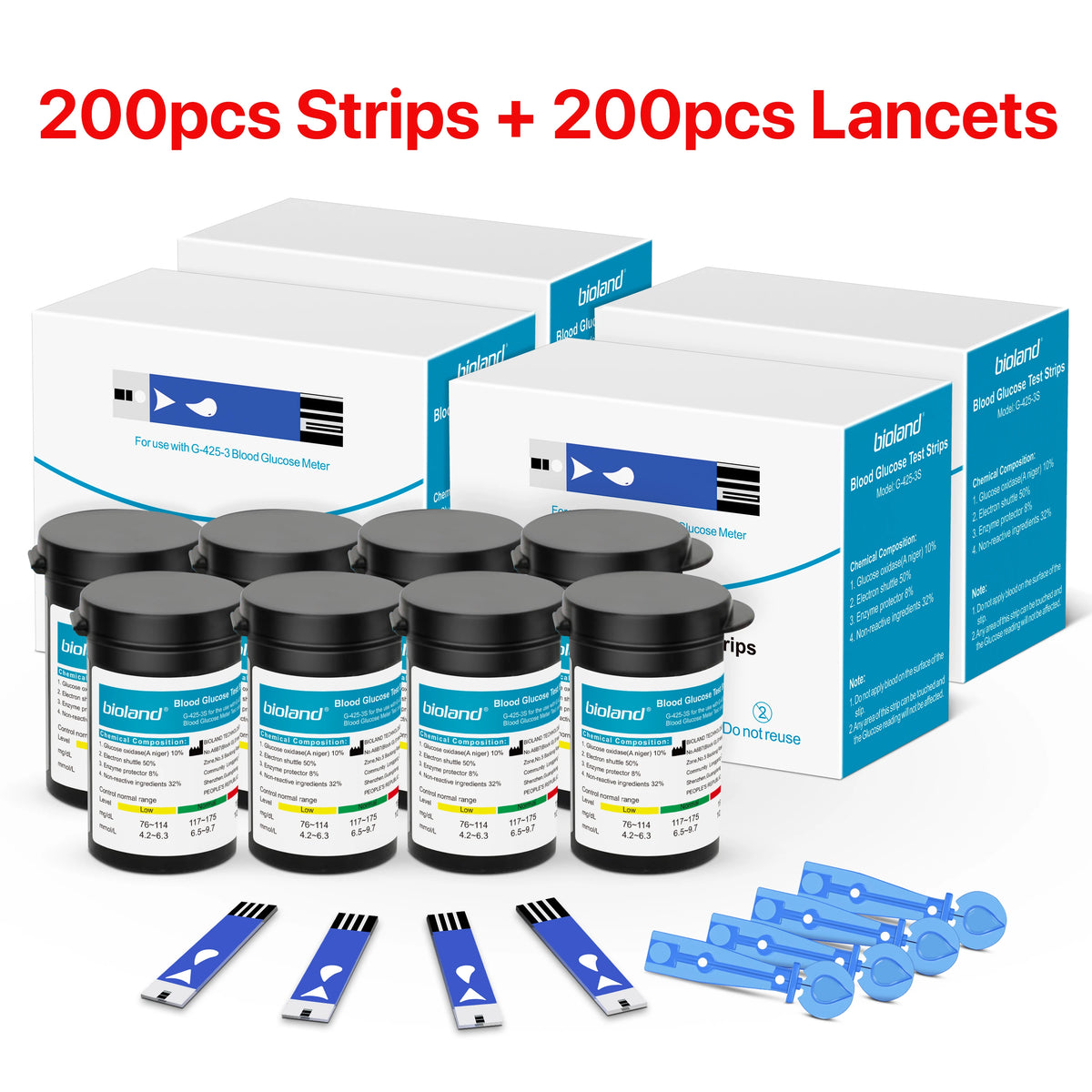 Linksun Blood Glucose Meter Test Strips and Lancets for Diabetes Accessories