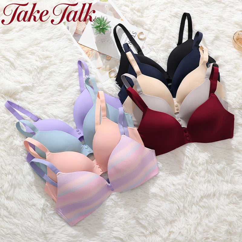 Ice Silk Seamless Wireless Bra Women Push Up Comfort Underwear 3/4 Cup Deep