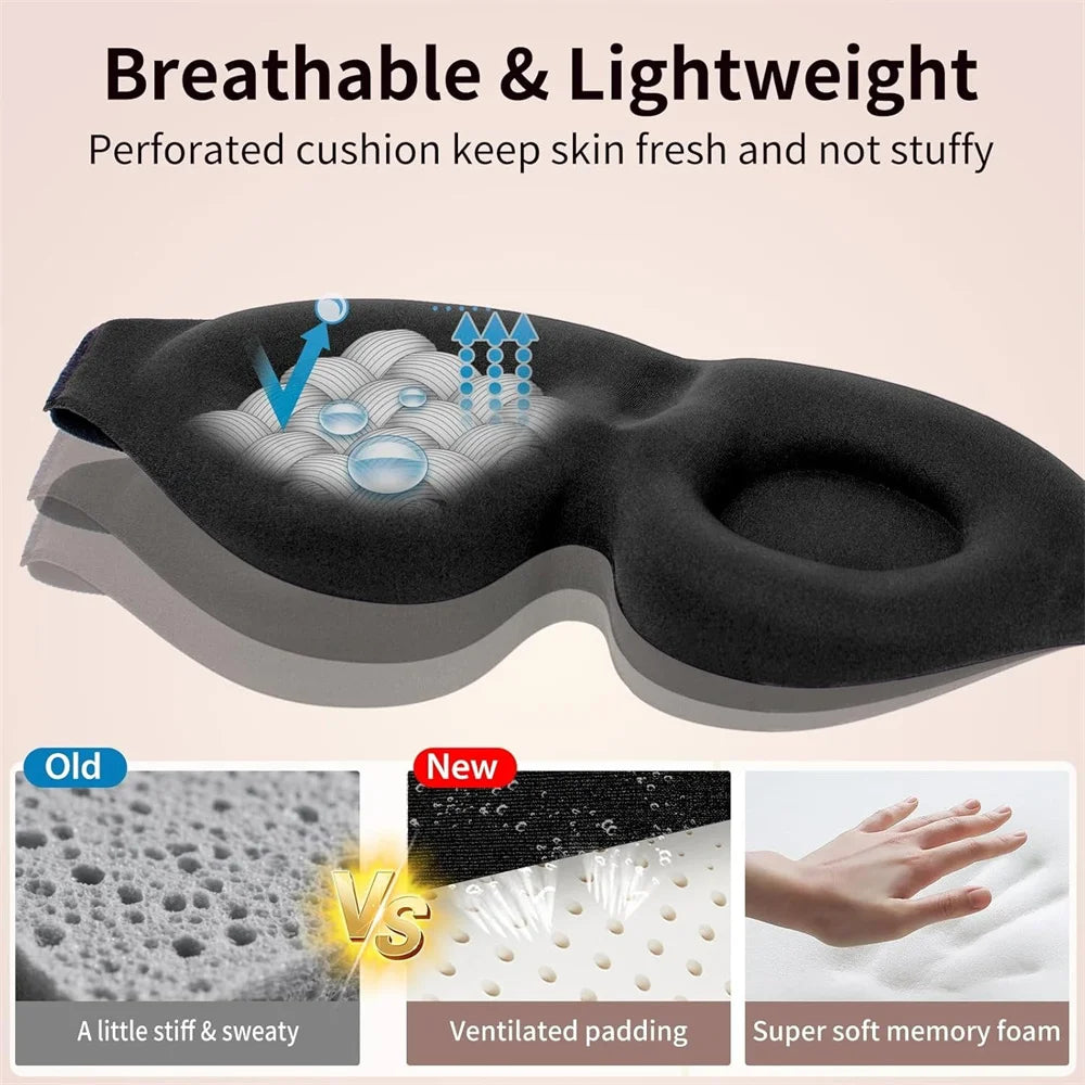 3D Contoured 100% Light Blocking Sleep Mask Ultra-Soft Skin-Friendly Breathable Eye Cover for Rest Travel Night Sleep Mask Block