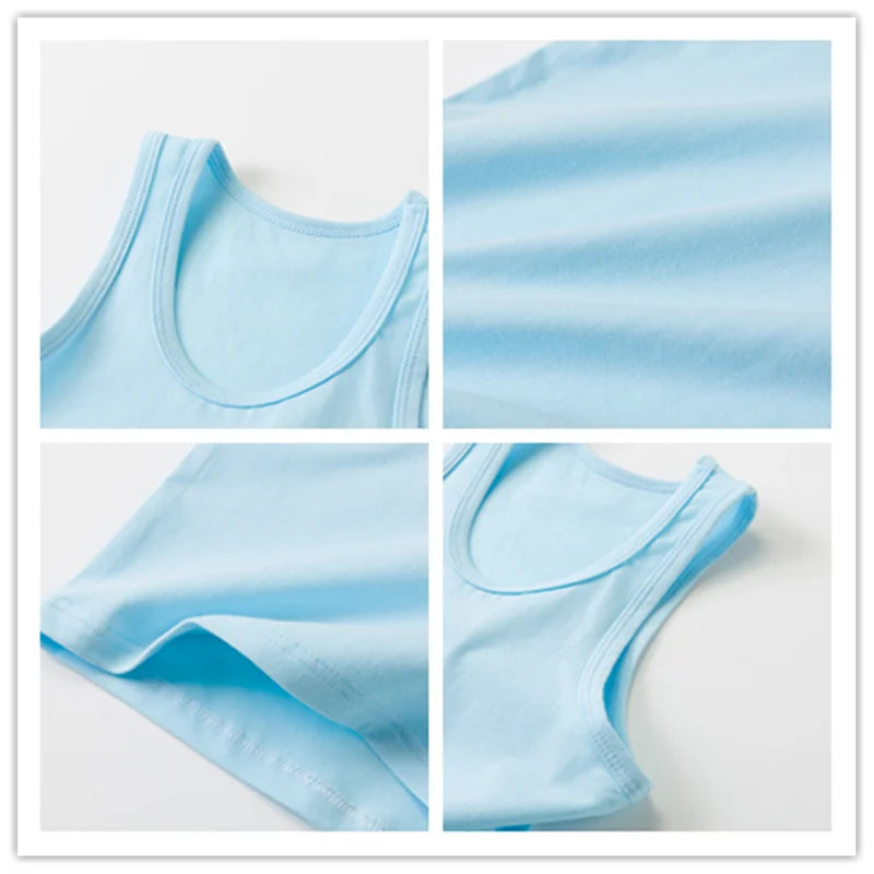 Girls Kawaii Ocean Princess Tanks Kids Sleeveless O-Neck Summer T-Shirt New Catoon Vest Top for Toddler Kids