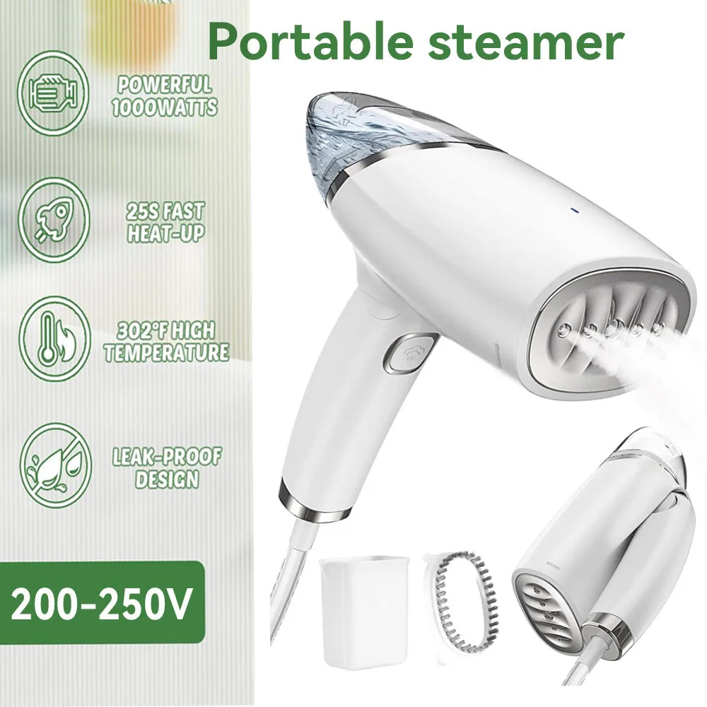 Small Portable Steamer Iron Garment 2 in 1 Foldable Clothes Steamer With 30s Fast Heat-up 1000W Portable Folding Travel Steamer