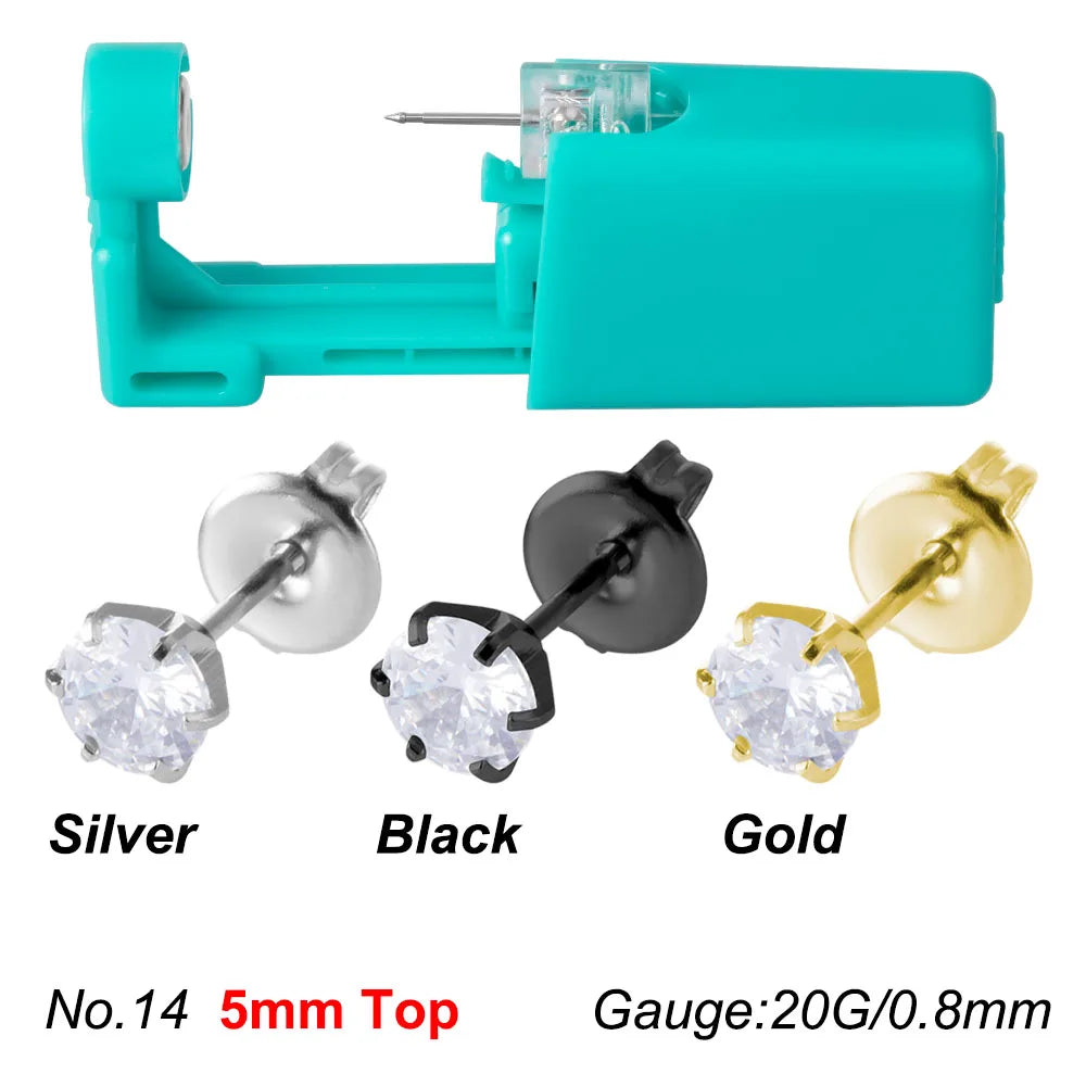 1PC Green No Pain Cartilage Tragus Helix Piercing Gun