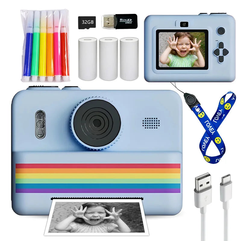 Kids Digital Camera With Instant Print Mini Printer 2.8inch Video Portable Thermal Instant Photo Print Kids Camera With Printer