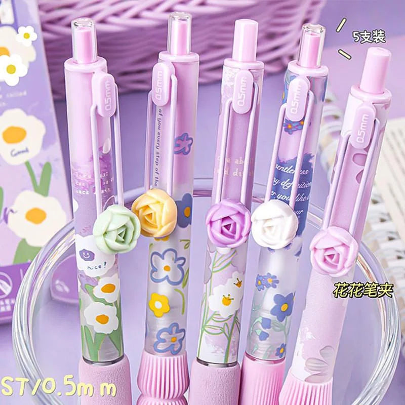 5Pcs Creative Rose Series 0.5mm Gel Pen