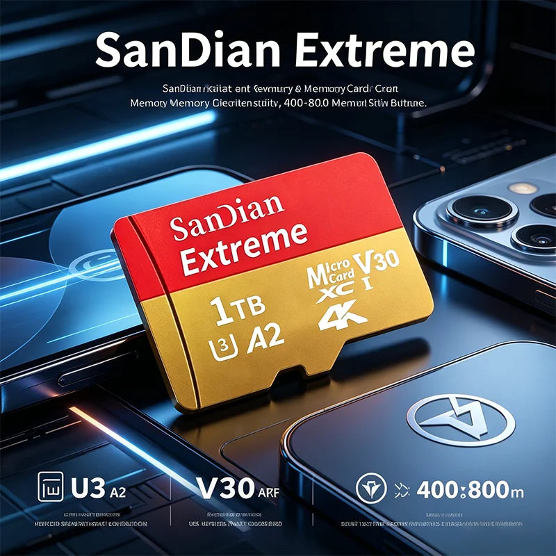Original 512GB Micro TF Card V30 Class10 128GB Flash Card 256GB Memory Card for Surveillance/PC/MAC