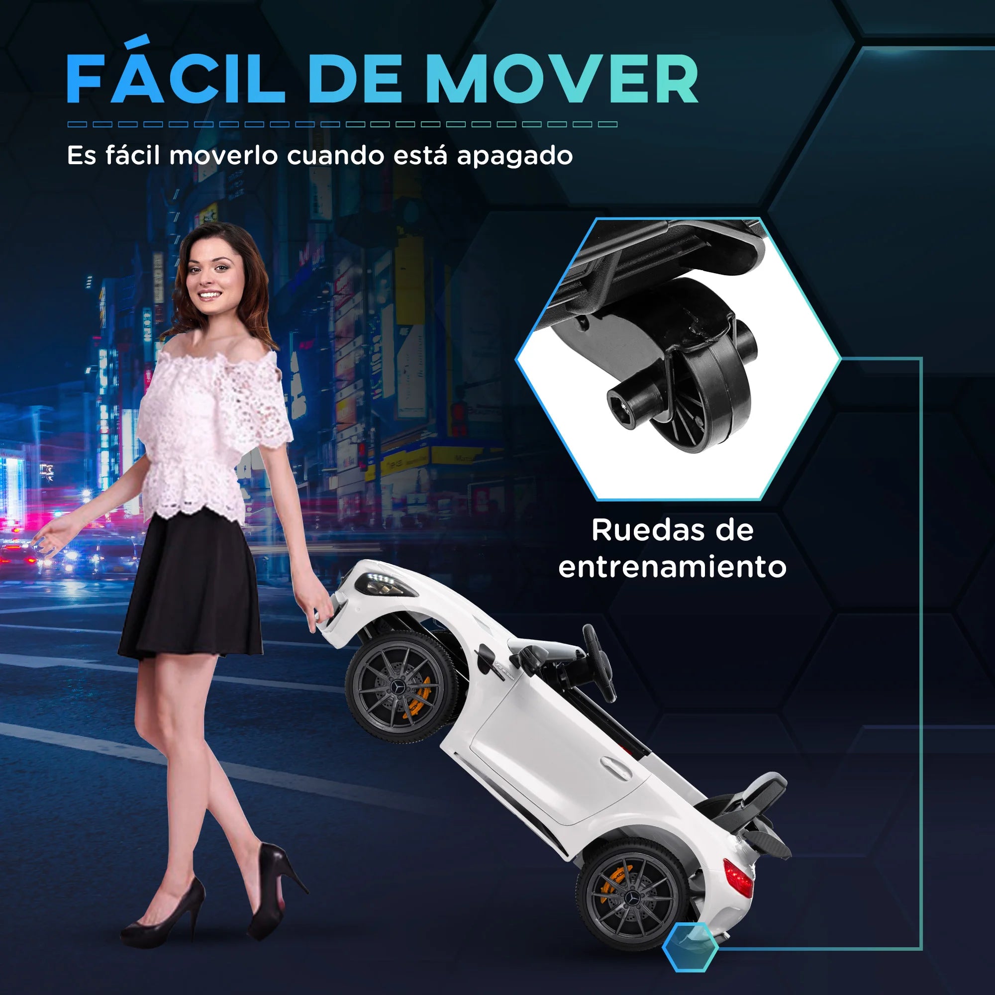 Aiyaplay Electric Car for Children +3 Years Old Mercedes-Benz Amg Gtr with License White