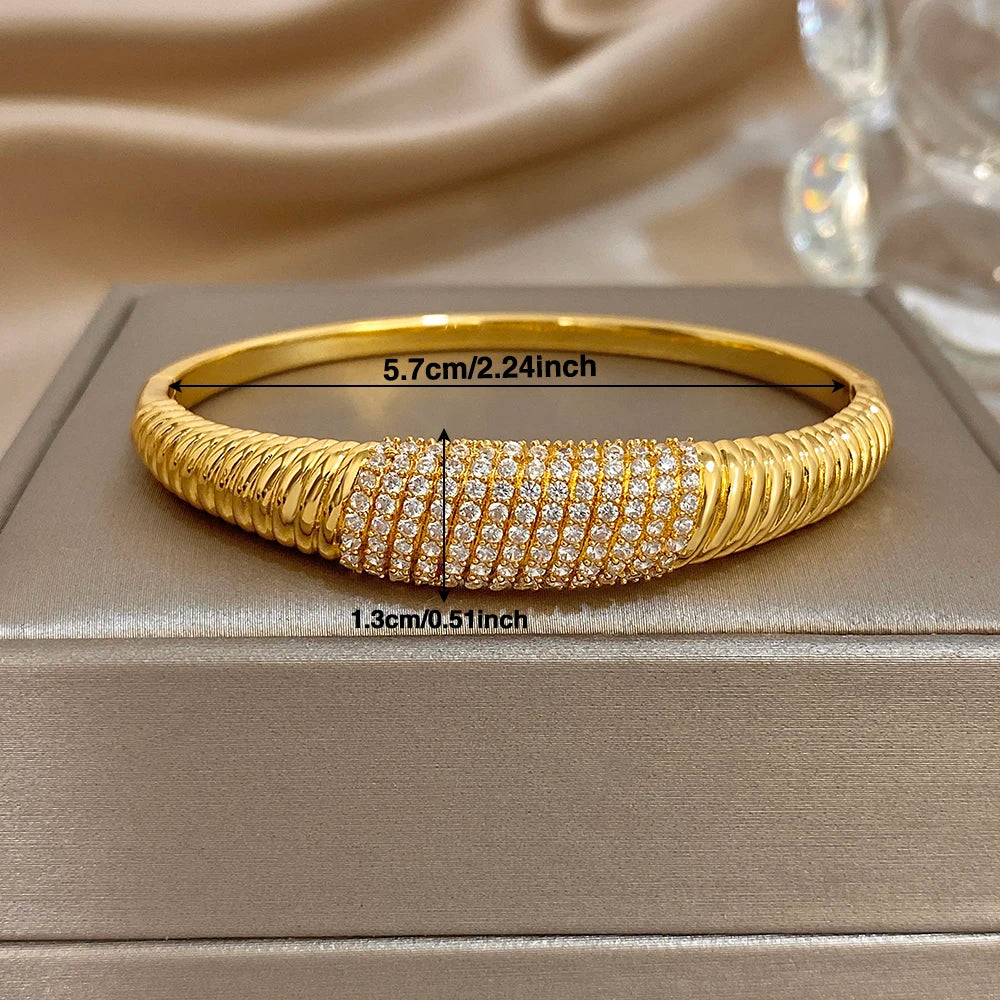 Greatera PLated Gold Cubic Zircon Filled Women's Bangle Light Luxury Serpentine Shape Bracelet European American Best-selling