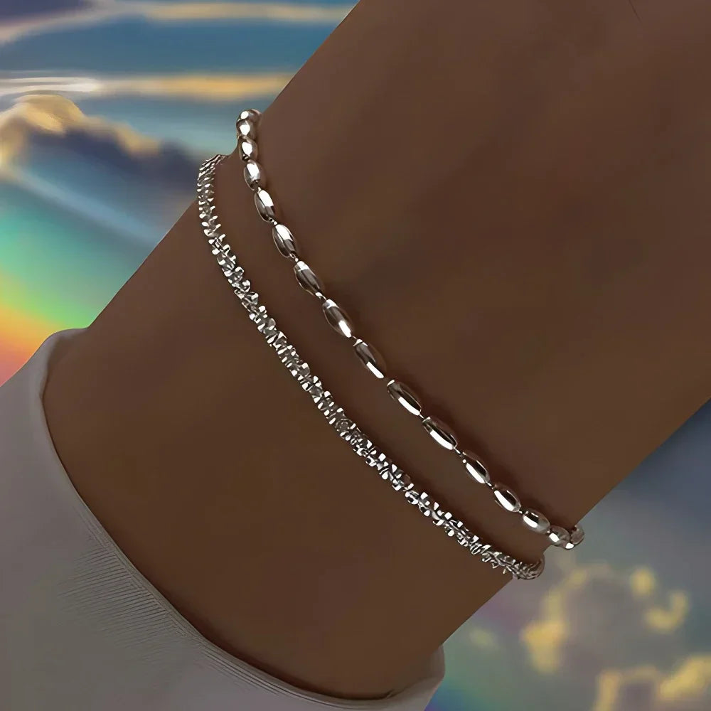 6Pcs 925 Sterling Silver Rhinestone Bracelets for Women Girls Luxury Korean Sparkling Starry Sky Charm Bracelets Party Jewelry