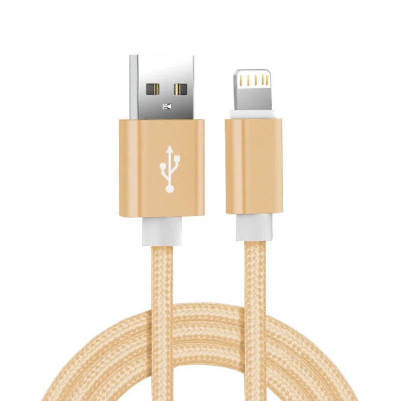 Metal Nylon Braided USB Charger Cable for iPhone 14 8 7 6S Plus X XR XS 11 12 13 Pro Max iPad 9