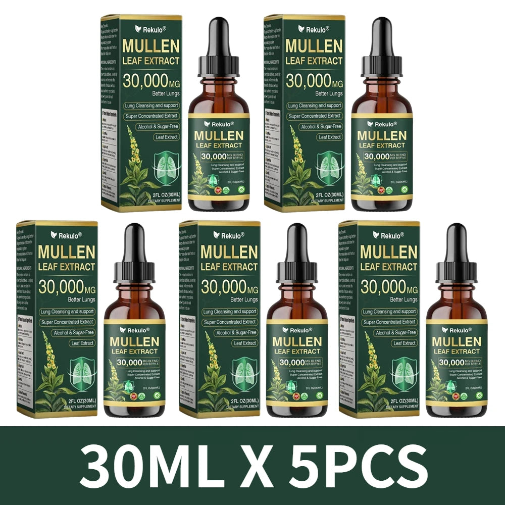30000mg Mullein Leaf Herbal Drops, Lung Detox Cleansing Formula, Fast Absorption Natural Respiratory Health Maintenance