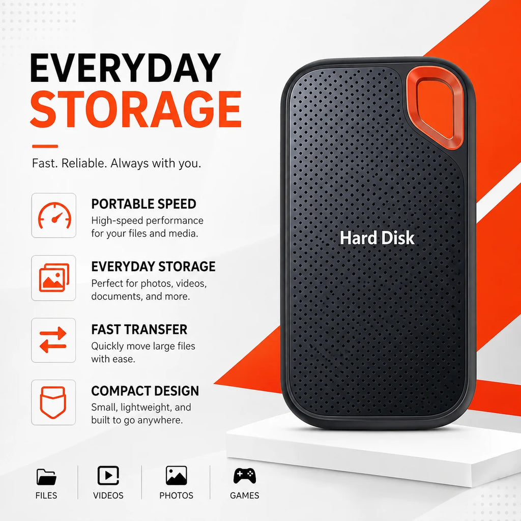2TB External Hard Drive USB3.1 Mobile Storage Hard Disk