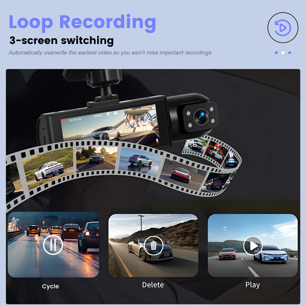 Podofo 3.16 inch 1080P Car DVR Camera Dual Recording HD Car Recorder With Motion Detection Night Vision Support TF Card
