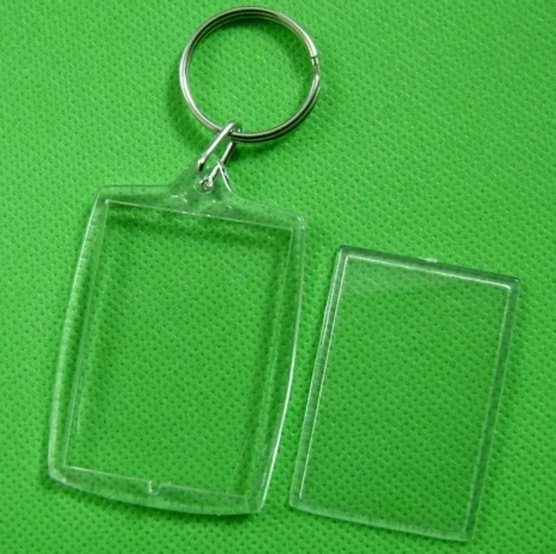 5-50Pcs Acrylic Blank Transparent Photo Frame Keychain Tassels Snap-In
