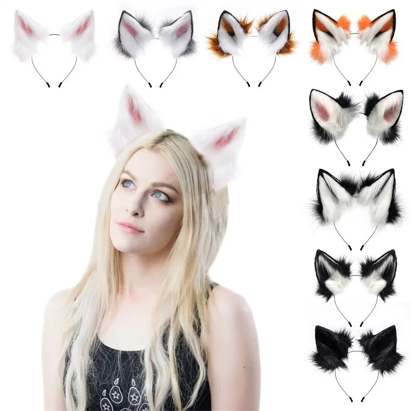 Furry Animal Cat Fox Ear Hair Hoops Adjustable Halloween