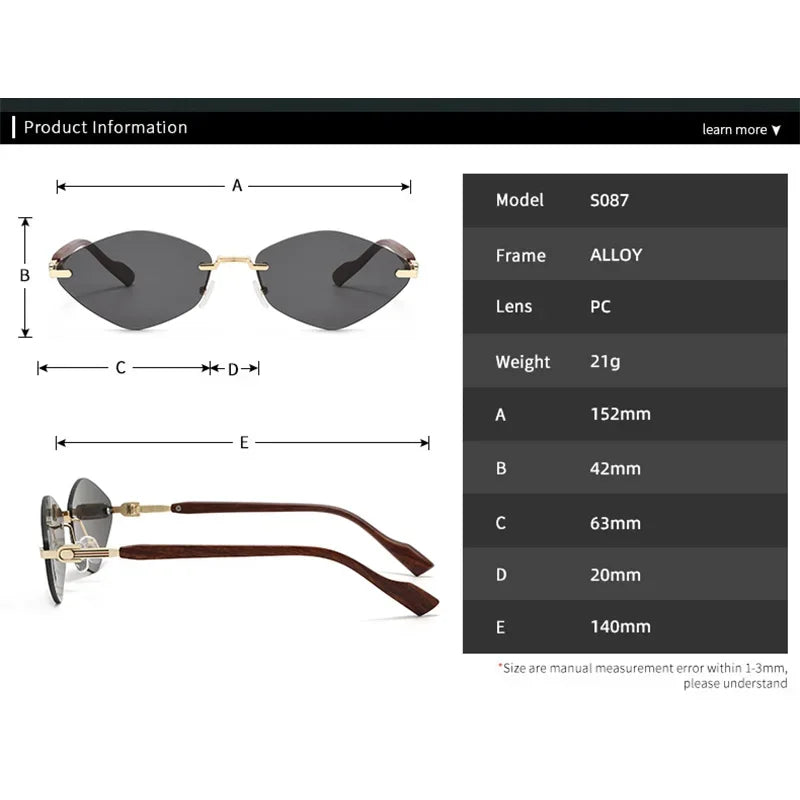 Rimless Diamond Shape Women Sunglasses 2026 Vintage New in Sunglasses Trendy Girls Sun Glasses Очки Солнечные Женские
