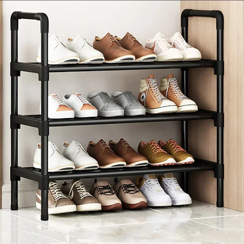 Black Elevated Shoe Rack Small  Simple Multi-layer Shoe Cabinet Home Entrance