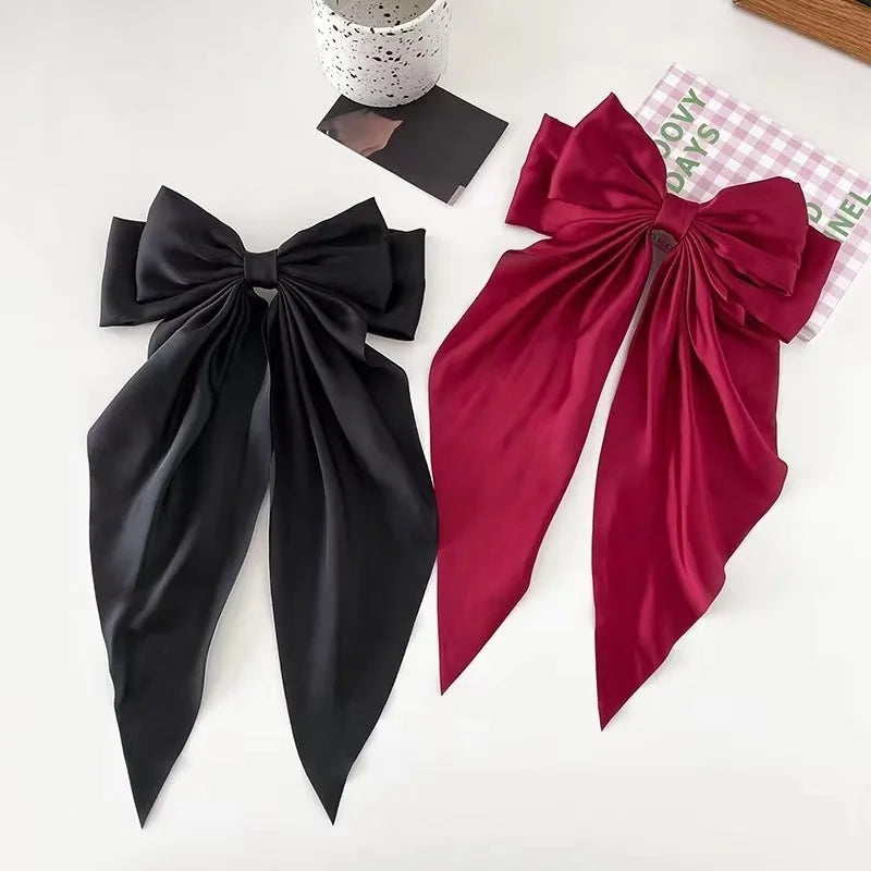 Solid Color Bow Ribbon Hair Clip New Women Large Bowknot Barrettes