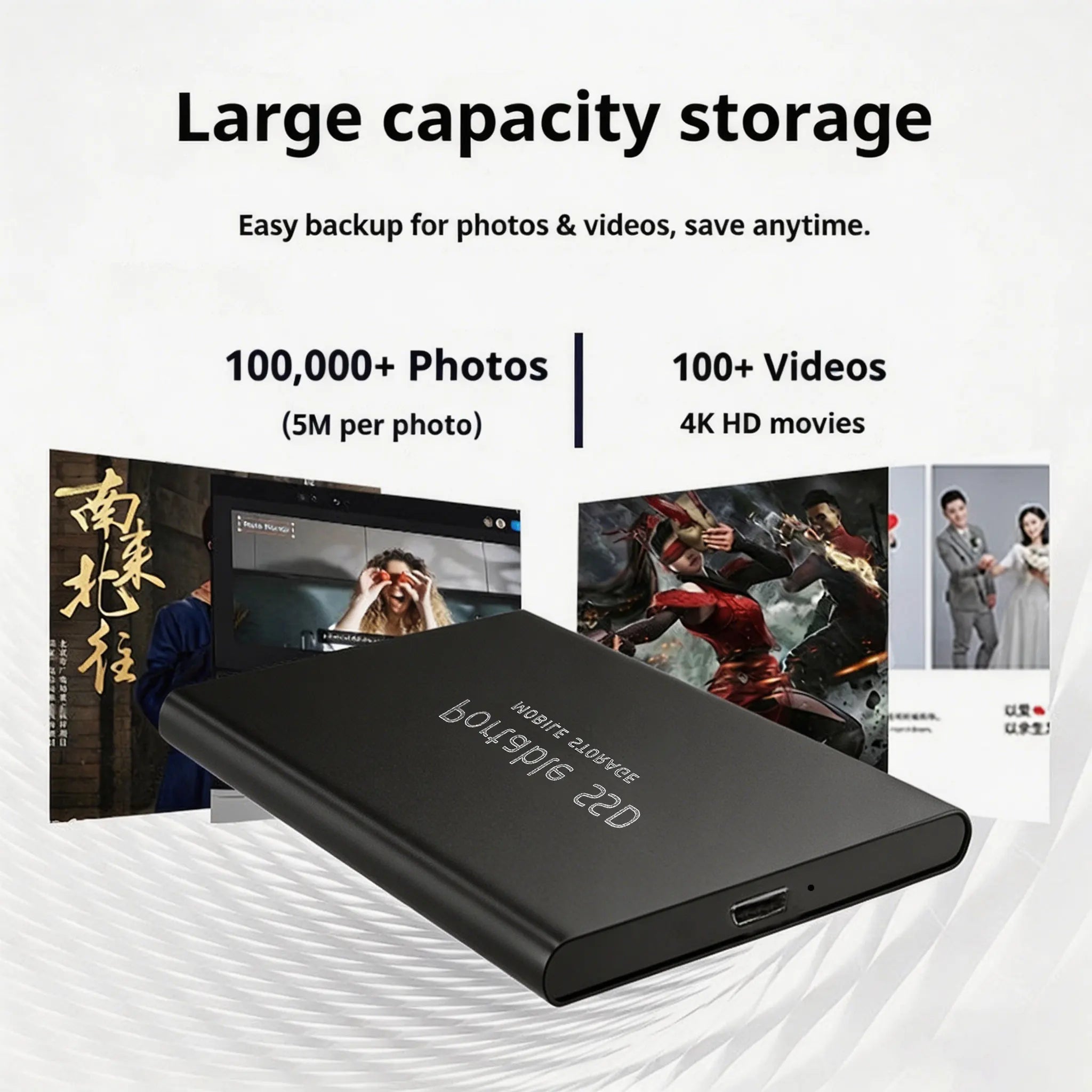 Original External High-speed Mobile Hard Drive, USB 3.1, Large-capacity Solid-state Drive, Ultra-large Storage Space,Mac PC Use