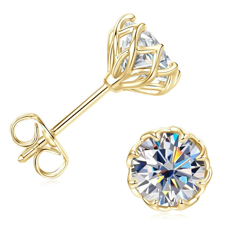 Moissanite Circular Stud Earrings for Women 14K Gold Filled
