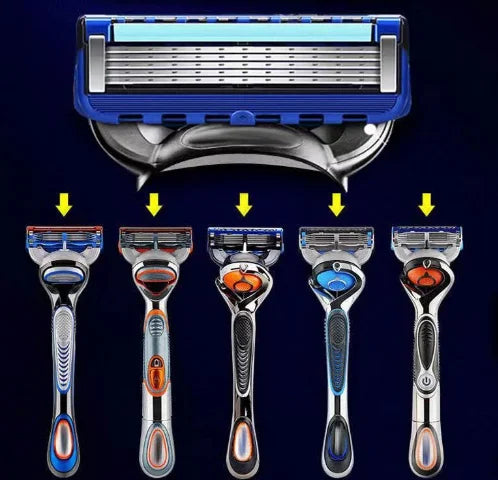 Manual Shaving For Men Replace Head Five Layer Blade Eight Comfortable Shaving Blades The Latest Blue No Skin Damage Uncharged
