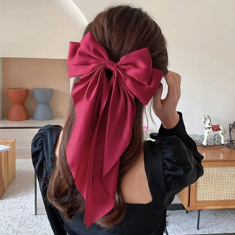 Solid Color Bow Ribbon Hair Clip New Women Large Bowknot Barrettes