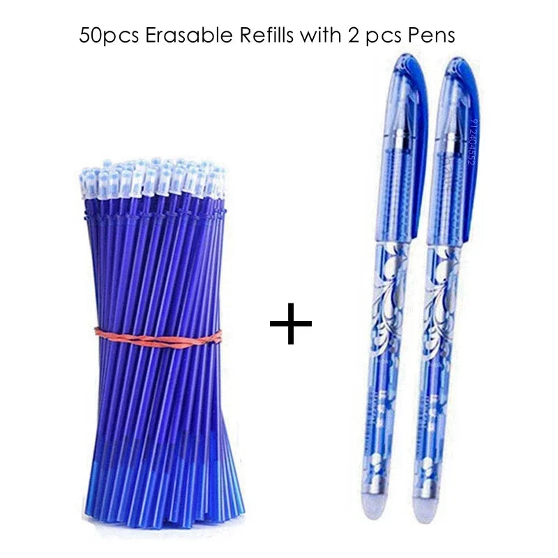 52Pcs/Set Gel Pen Erasable Refill Rod Erasable Pens 0.5mm
