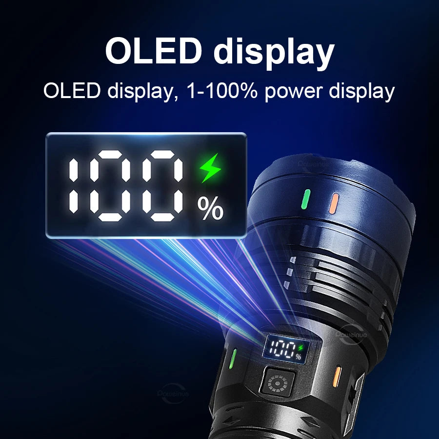 998000000LM Ultra Powerful LED Flashlight New 2000W Super Bright Torch Light Rechargeable Portable Lamp Outdoor Fishing Lantern