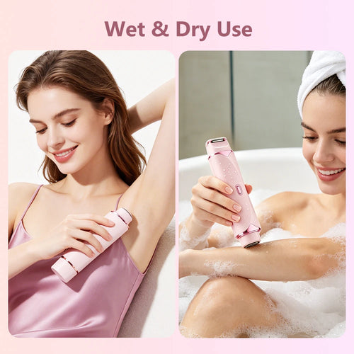 2-in-1 Electric Shaver for Women Dual Head Bikini Trimmer with 3D Floating