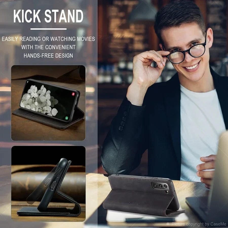 Wallet With Card Slot Magnetic Flip Leather Case For Samsung Galaxy S26 Ultra S25 Plus S24 FE Note 20 10 A16 A17 A18 A37 A56 A57