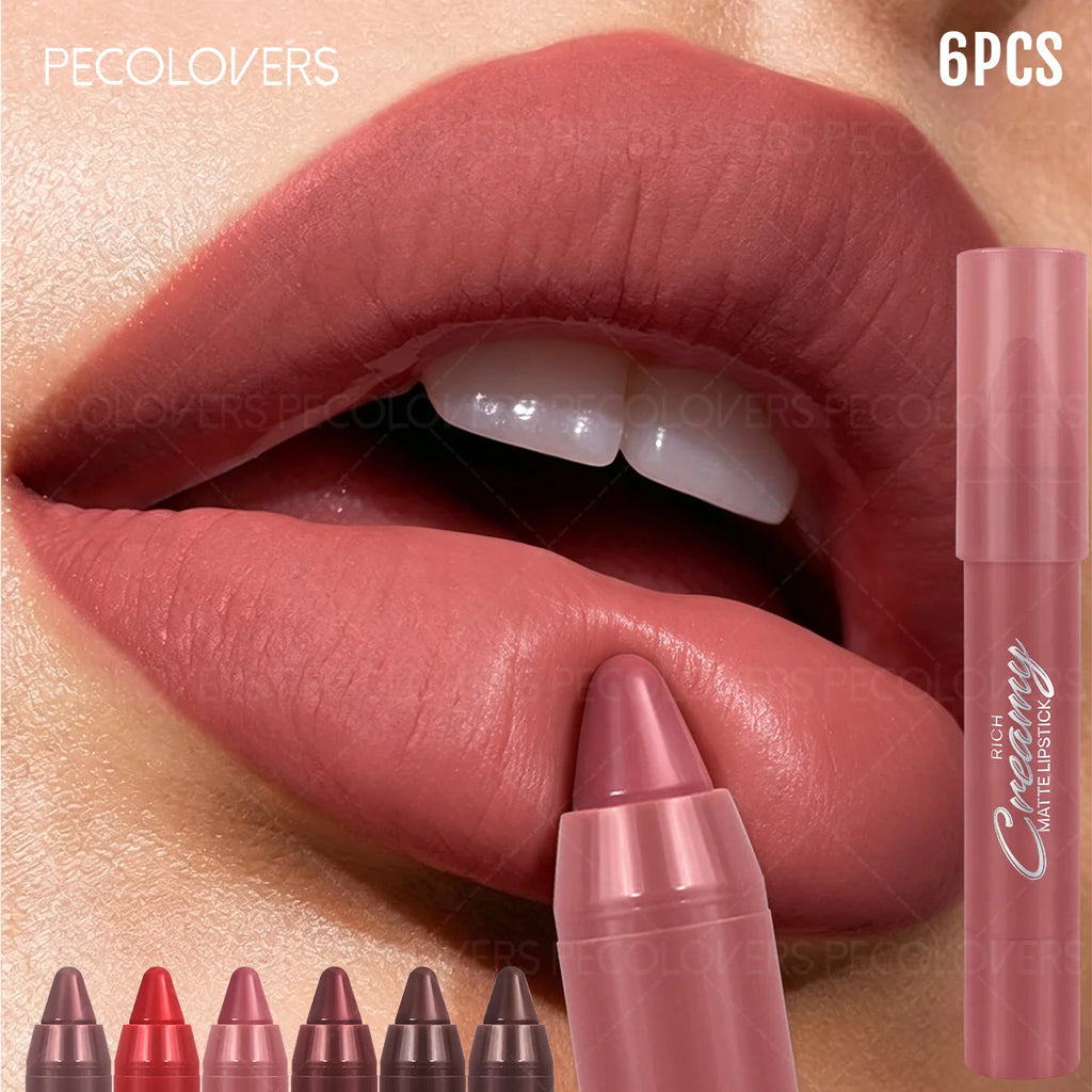 6PCS/SET Creamy Matte Lipstick Kit, 6 Versatile