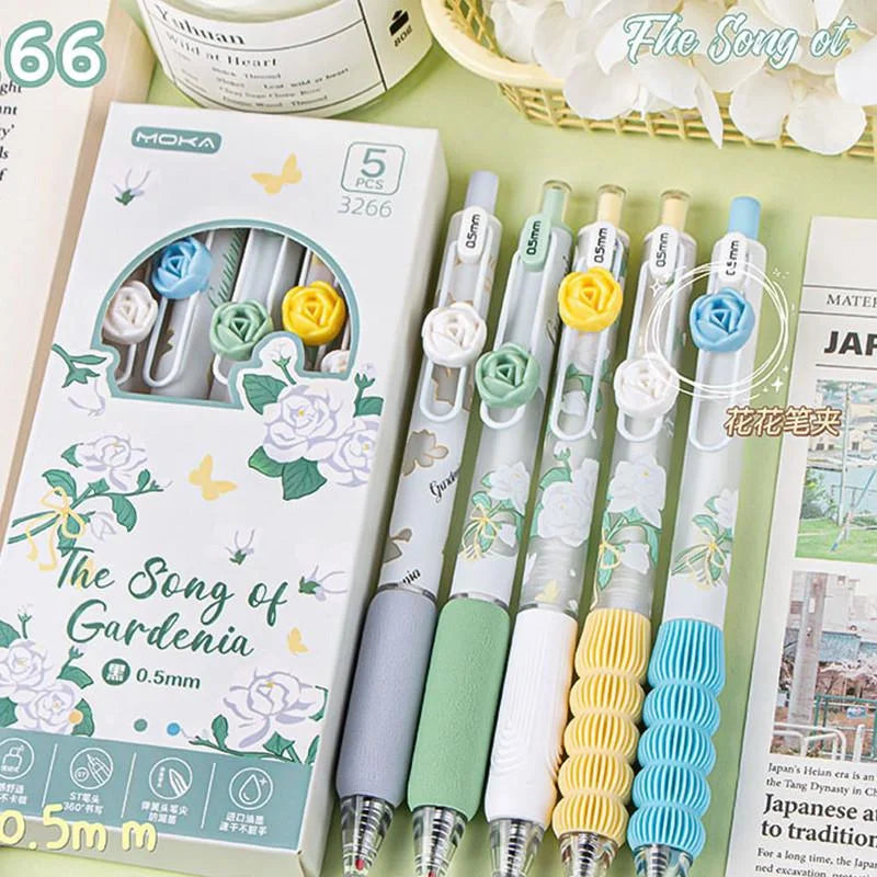 5Pcs Creative Rose Series 0.5mm Gel Pen