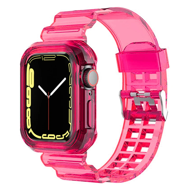 Clear Band + Case for Apple Watch 11 10 9 8 7 6 5 SE 4 38MM 42MM 46MM