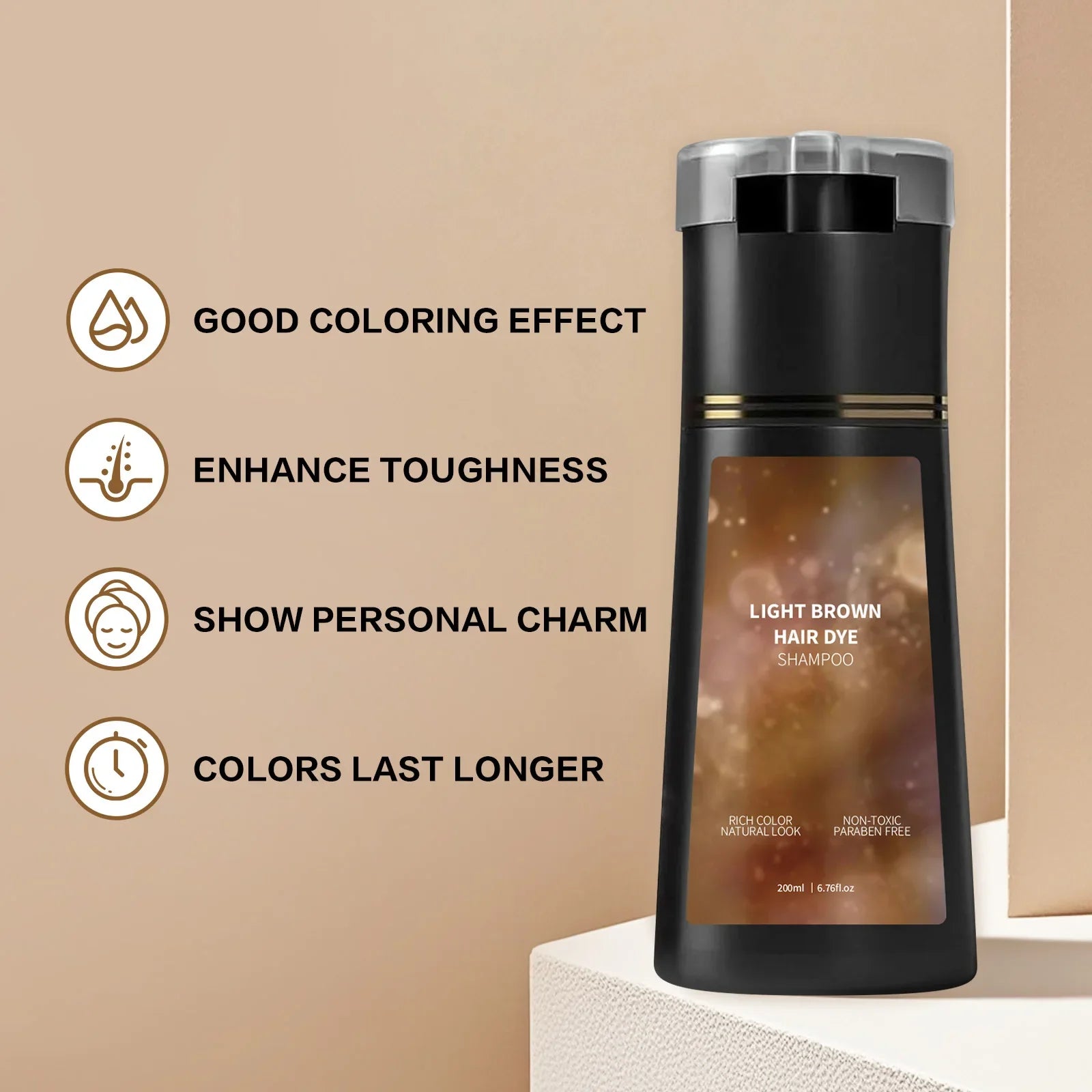 200ML Hair Dye Shampoo Quick Color Shampoo White Hair Quick Blackening Shampoo Oil Control Fluffy Shampoo Nourish Hair Care
