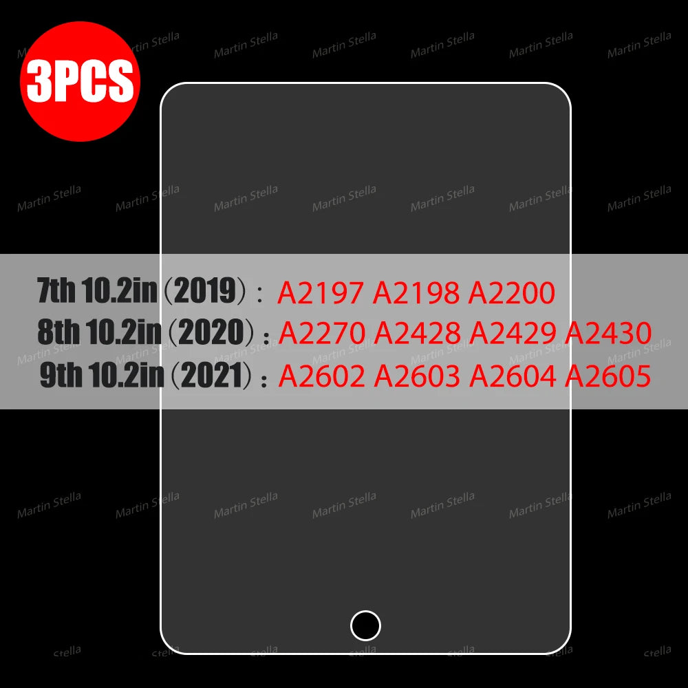 9H 3pcs Tempered Glass Screen Protector For iPad Pro 11 10th 9th Generation 8th 7 6 5 4 3 2 iPad Air 5 4 Mini 6 Pro 10.5 9.7