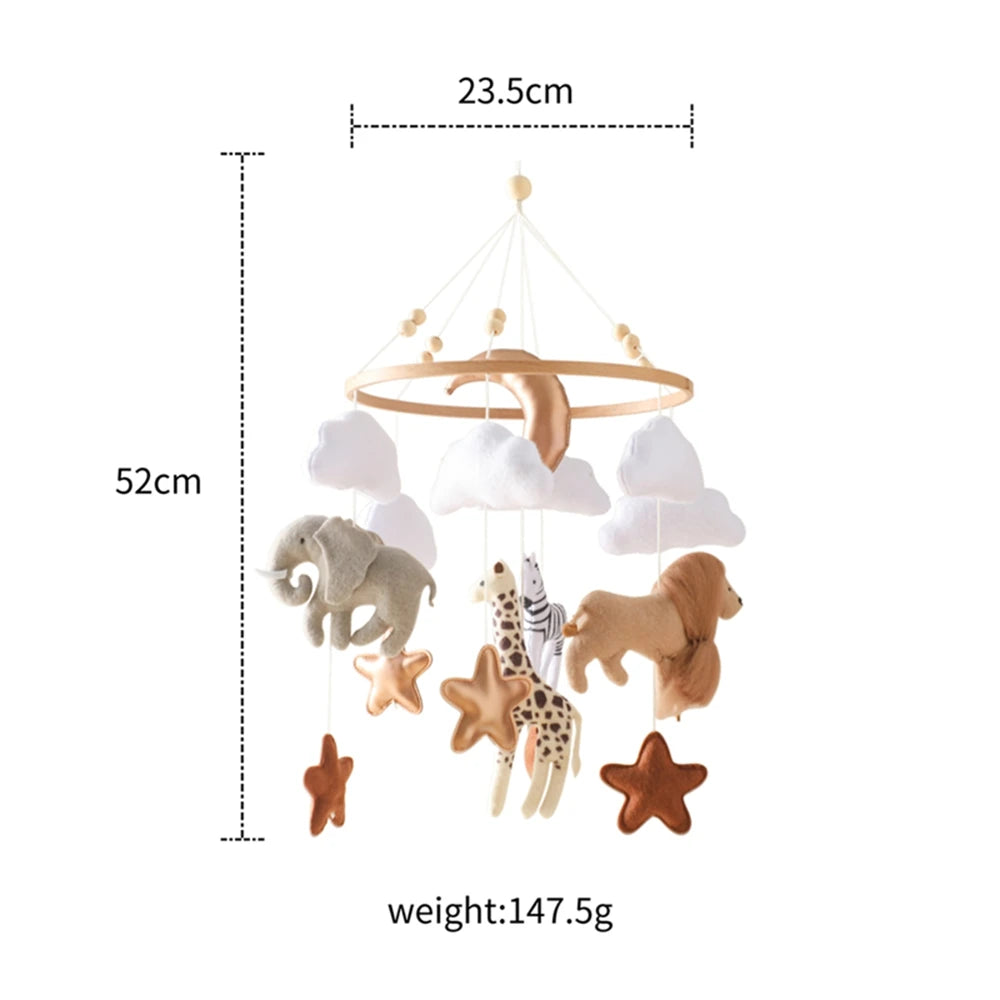 Crib Mobile Rattle Baby Wooden Bed Bell Baby Rattles Soft Felt Cartoon Bear Toys Crib Mobile Bed Bell Wood Toy Bracket Kid Gifts