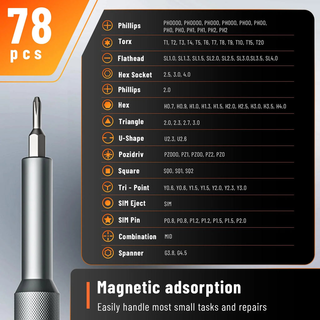 42/80 in 1 Precision Screwdriver Set with Magnetizer/Demagnetizer for Phone Computer Watch Laptop Doorbell Eyeglass  Electronic