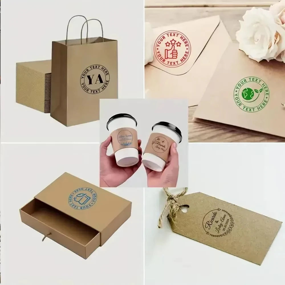 Customize LOGO Self-Inking Stamp Rubber Kit Self Ink Dial Seal Business Number Monogram Printing Stamp Multiple Ink Color Option