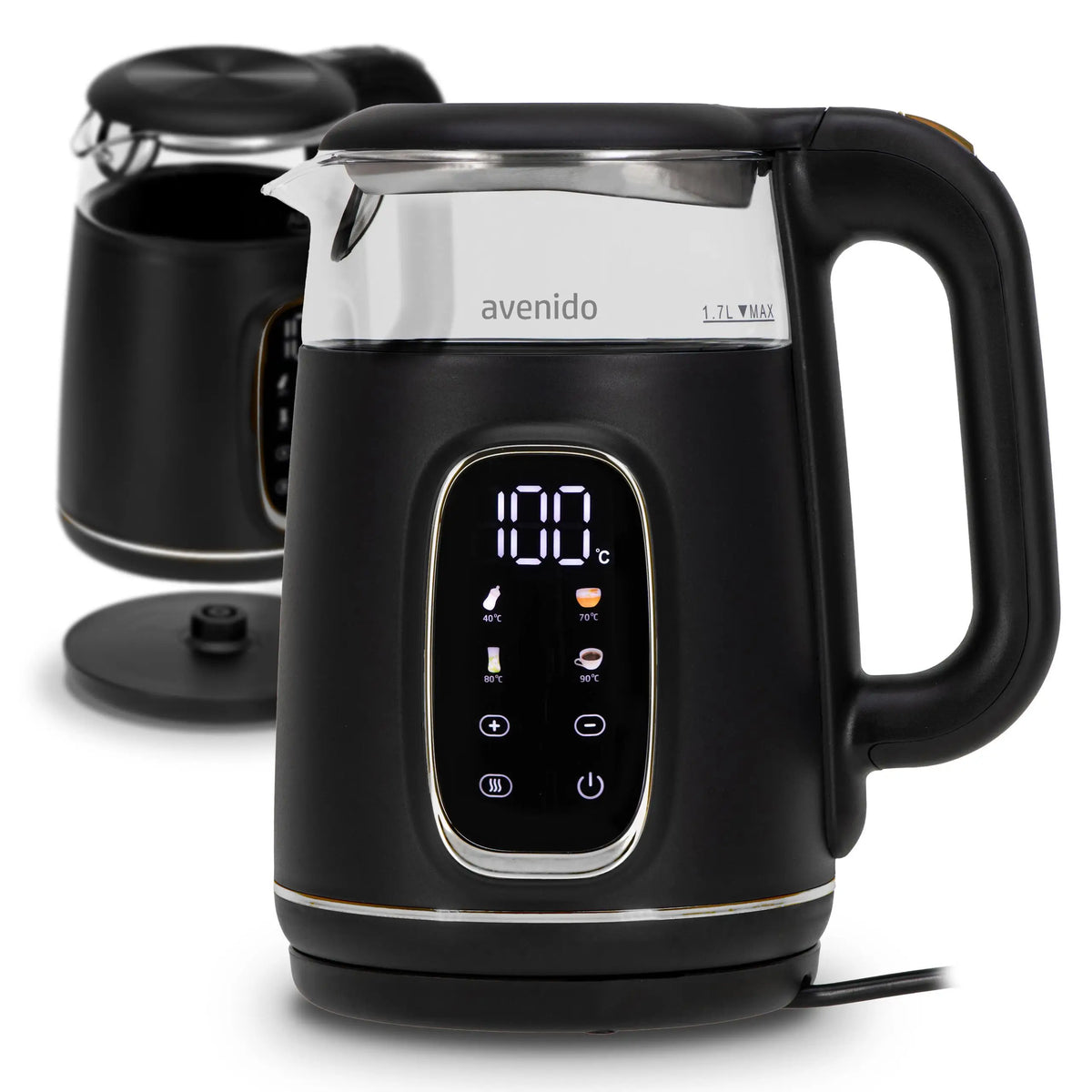 1.7 Litre Electric Glass Kettle Temperature Control Rotating Base
