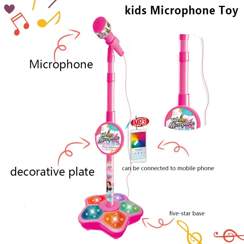 Kids Microphone Stand Toy, Portable Children's Karaoke
