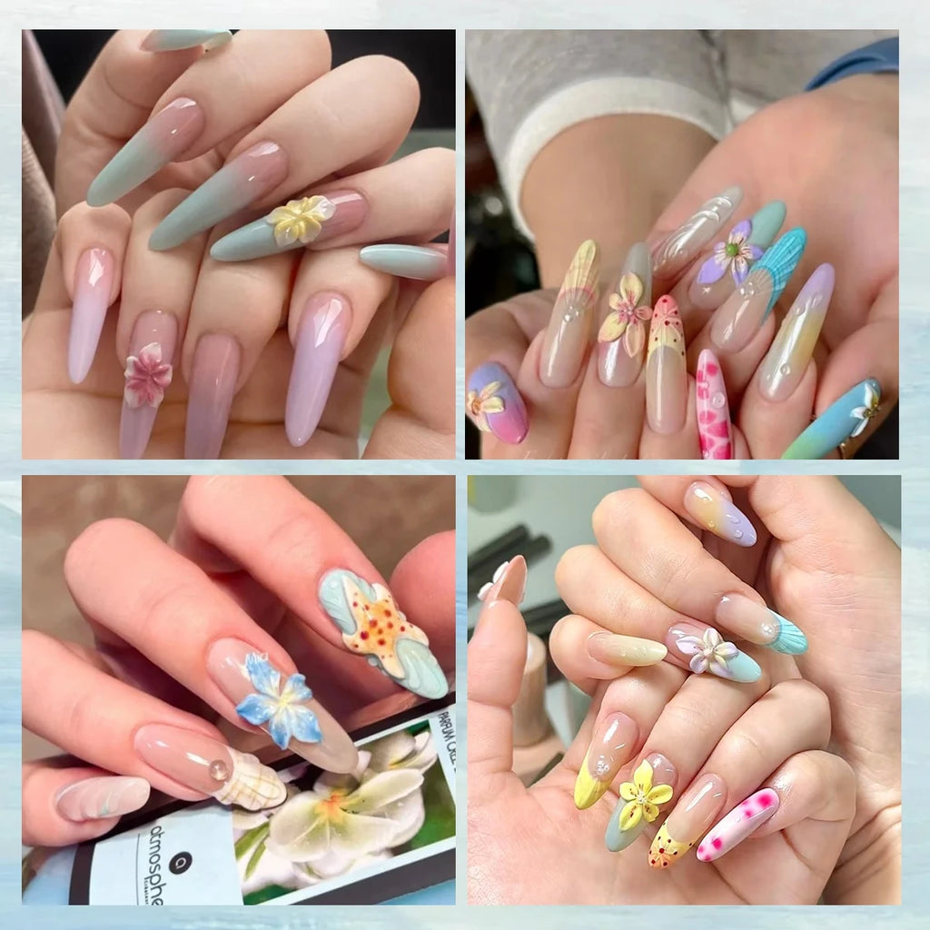 3 to 120 Sheets Tropical Flower Nail Stickers Hibiscus Butterfly Starfish