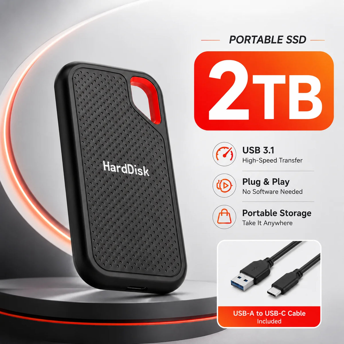Large Capacity External SSD 2TB 4TB Fast Portable Hard Drive