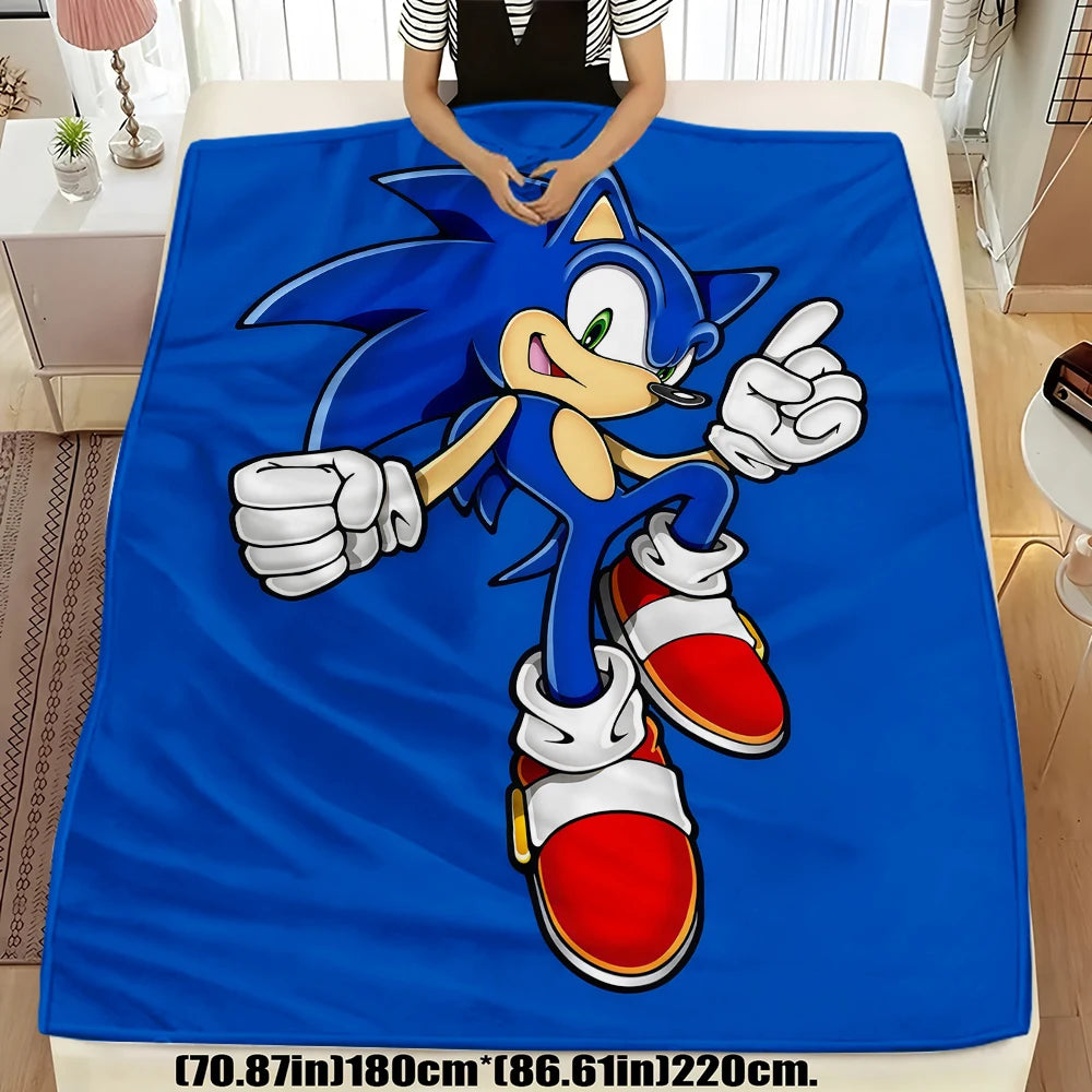 Anime Sonic Pattern Flannel Blanket Warm Soft