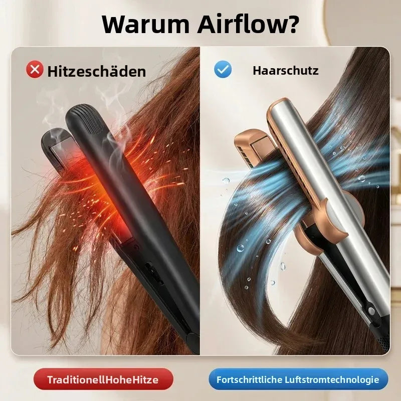 SenCiciMen 2-in-1 Air Straight & Dryer Combo - Negative Ion Heated Flat Iron for Fast, Long-Lasting