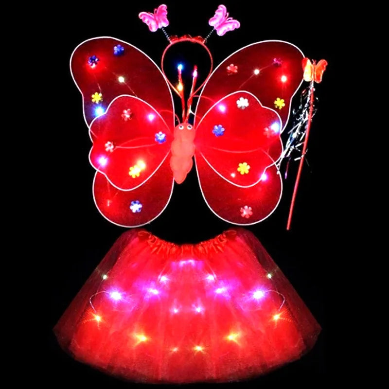 Luminous Butterfly Fairy Wings Flashing Butterfly Skirt Suit
