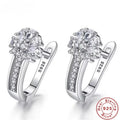 Fine Jewelry 925 Sterling Silver Earrings Inlaid With Zircon Crystal Flower