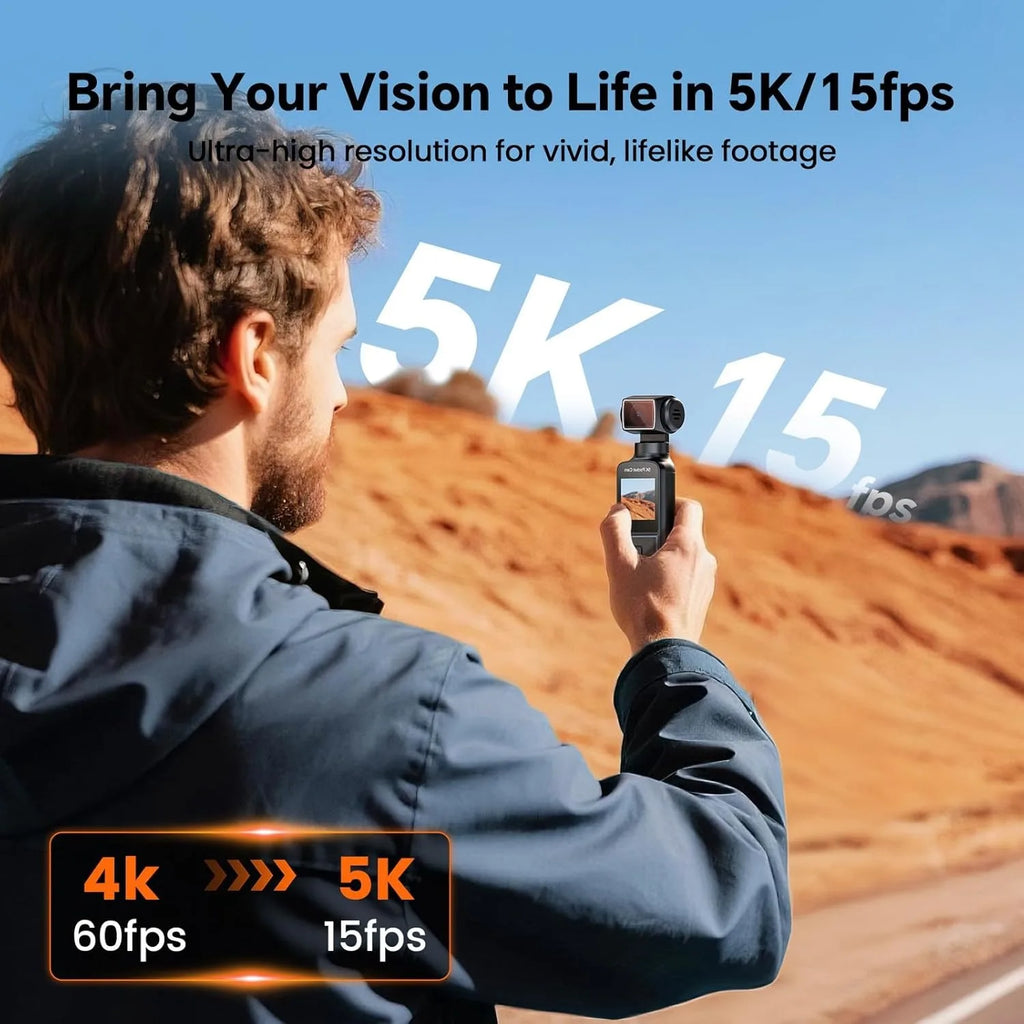 5K Body Camera Audio 270° Rotating Lens 128GB Mini Camera External Mic and EIS Stabilization 4K/60FPS Z14 Vlogging Camera